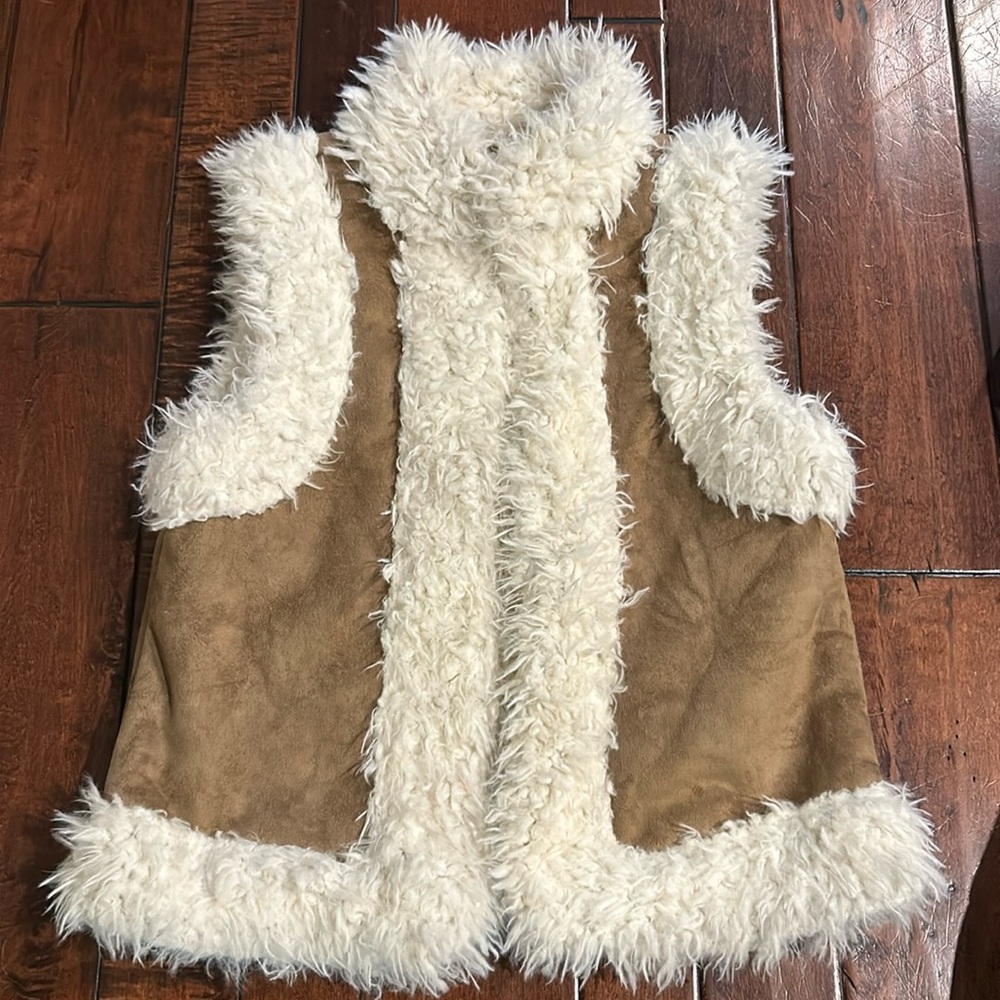 Faux suede and fur vest